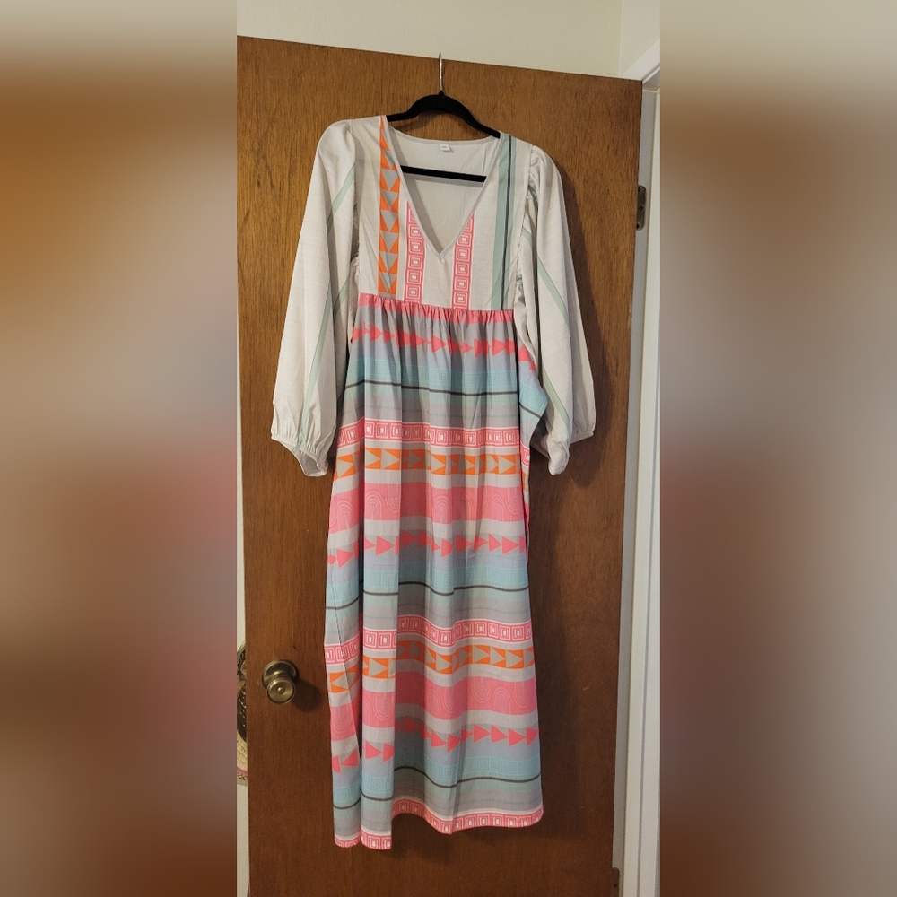 Dress Pink Key Orange Striped Midi xxl